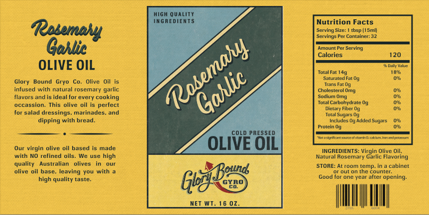 Glory Bound Rosemary Garlic Infused EVOO — 2-Pack (16 oz each)