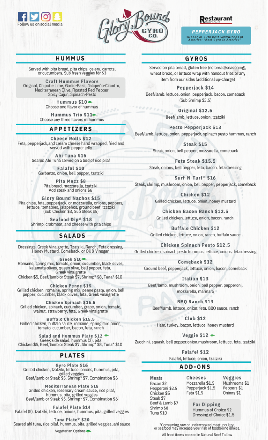 Our Menu