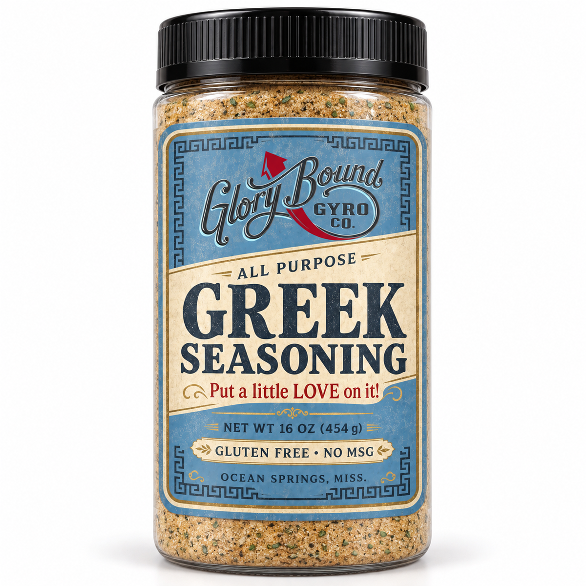 Glory Bound Gyro Co. All-Purpose Greek Seasoning, 16 oz jar with original logo