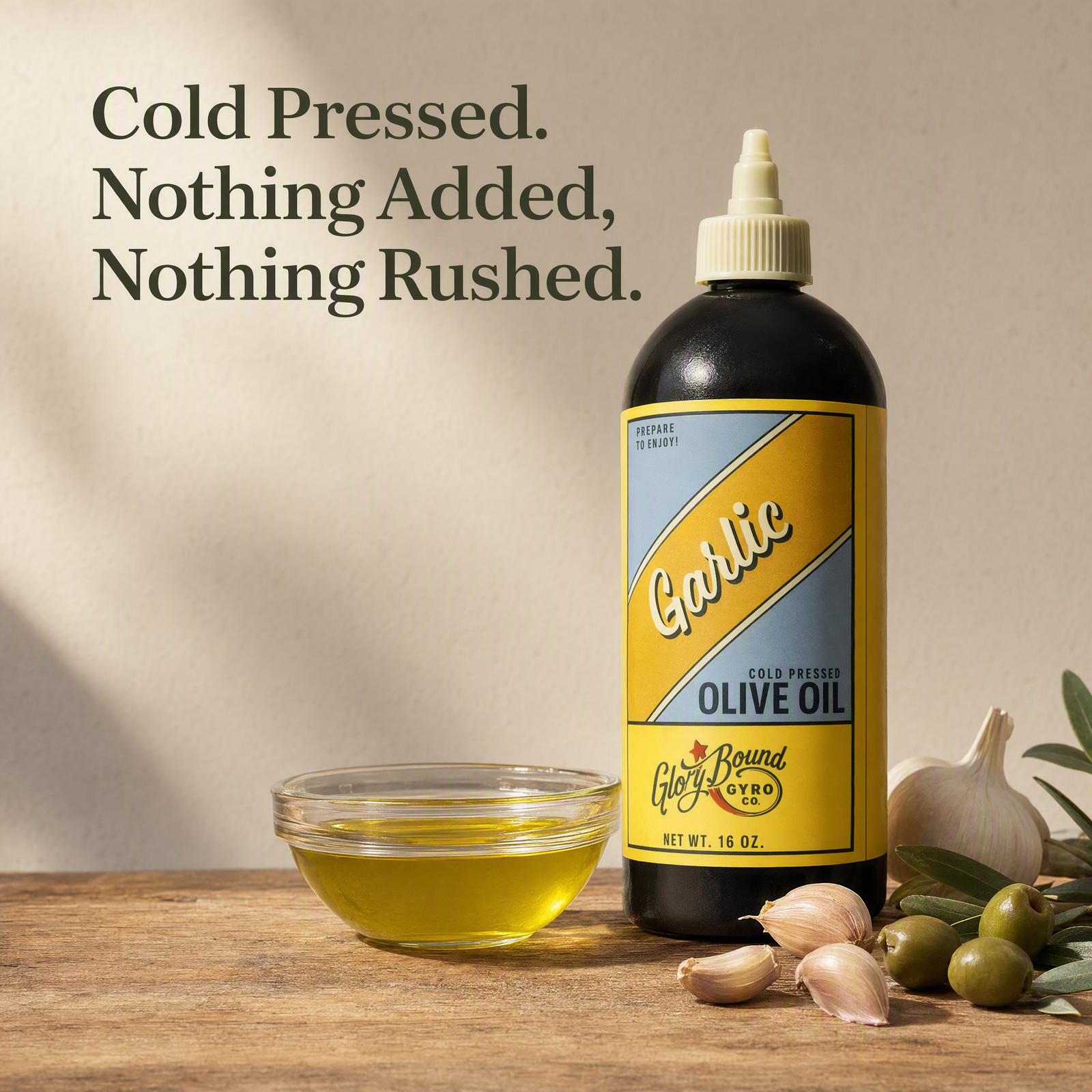 Glory Bound Garlic Cold Pressed Olive Oil, 16 oz